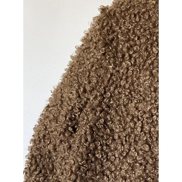 New Zara Outerwear Brown Fluffy Teddy Bear Curly Faux Fur Jacket Coat - Picture 11 of 12
